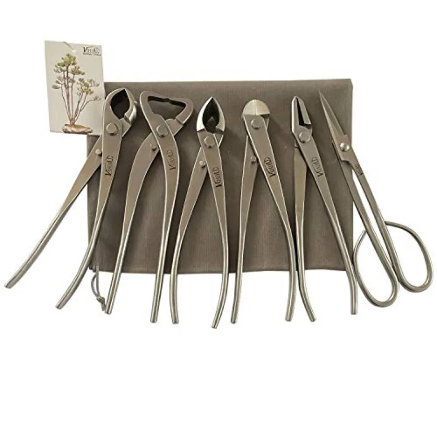

6-Piece Bonsai Tool Set with Stainless Steel Blades in Black Finish for Precision Pruning and Shaping Indoor or Outdoor Trees