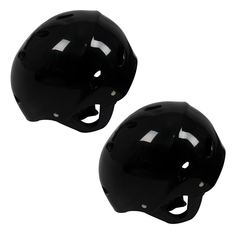 2X Safety Protector Helmet 11 Breathing Holes For Water Sports Kayak Canoe Surf Paddleboard - Black