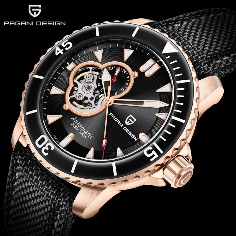 PAGANI Men's Stainless Steel Automatic Mechanical Wristwatch with Sapphire Crystal Waterproof Luminous Tourbillon Business Watch