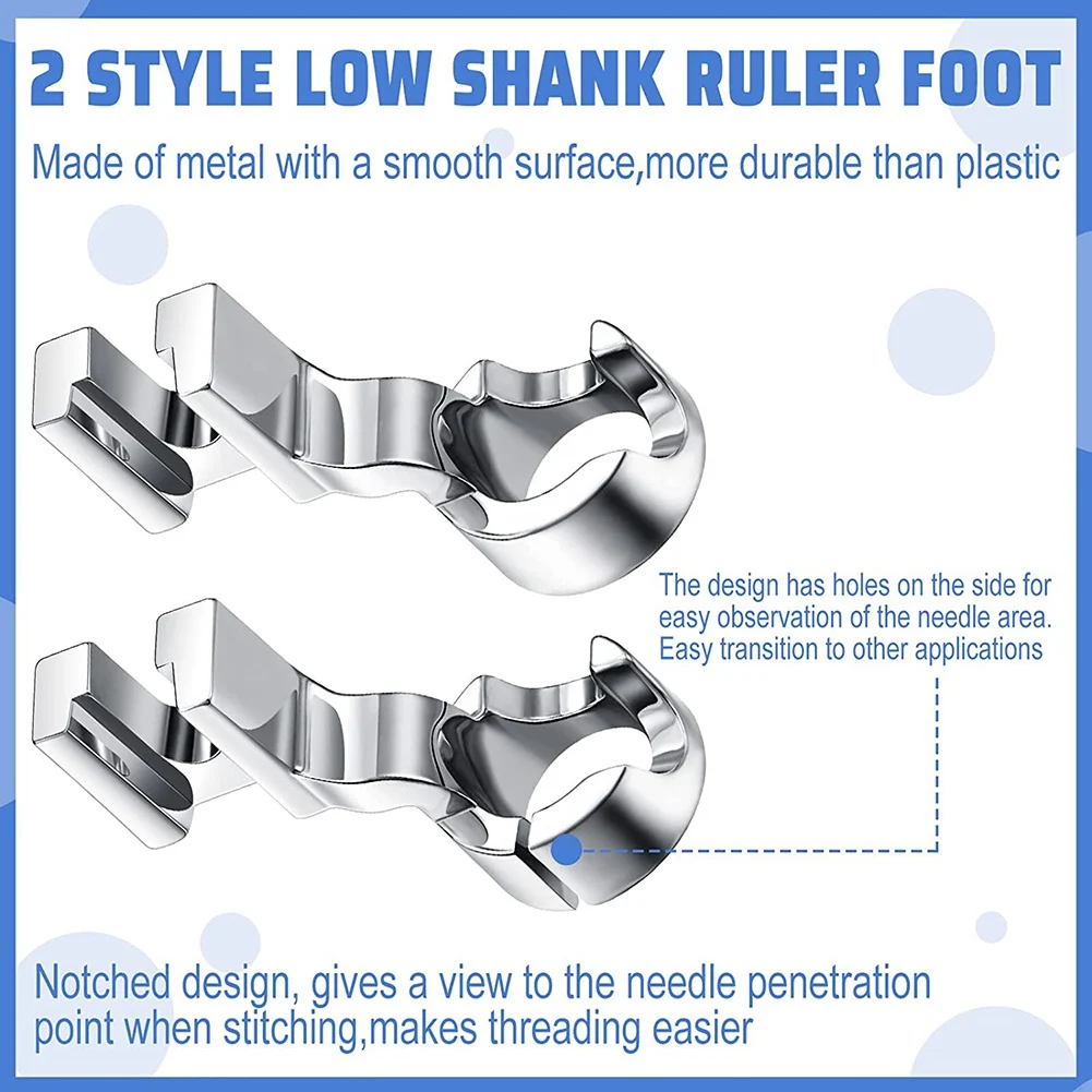 2 Pieces Low Shank Ruler Foot for Freemotion Quilting 1/4 Inch Thick Rulers, Ruler Quilting Foot Compatible with Singer