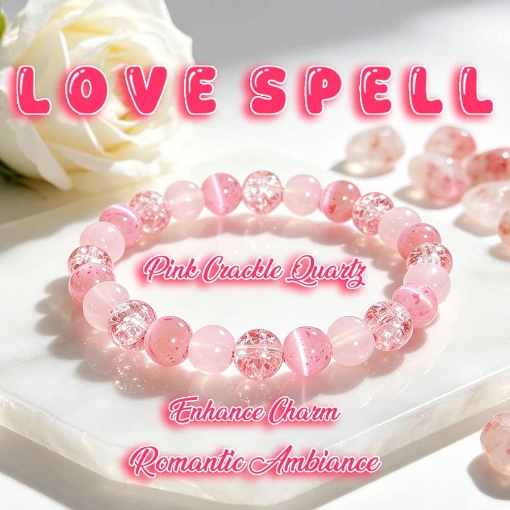 1pc Women's Two tone Explosive Pollen Crystal and Smooth Furong Stone Elastic Love Bracelet, Women's Fashion Wrist Gift