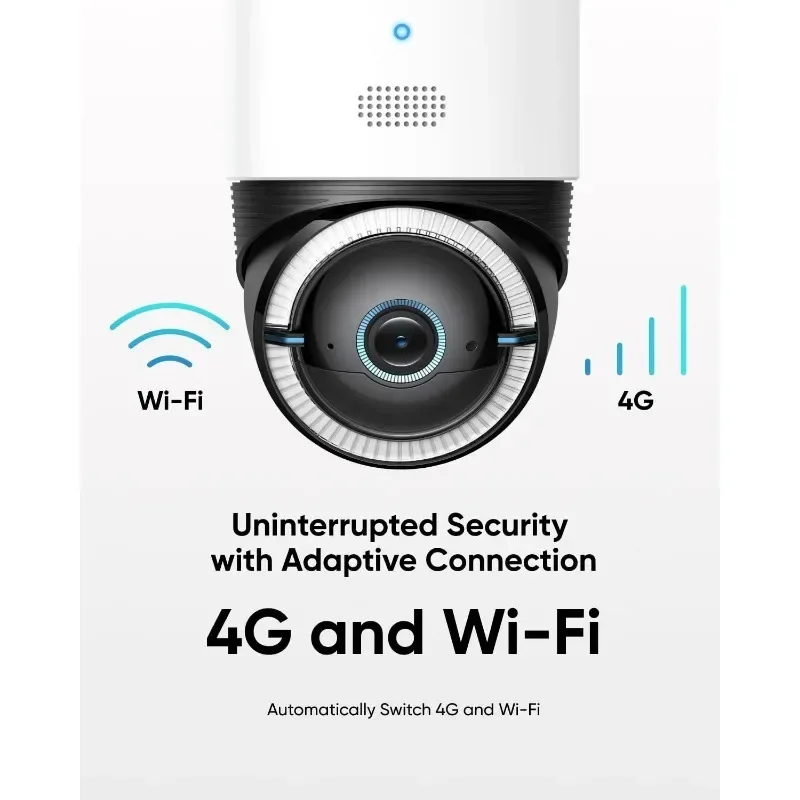 HOME 4G LTE Cam S330، كاميرات مراقبة شمسية خلوية 4K لاسلكية خارجية، عموم وإمالة، وضع ثنائي 4G وWi-Fi، تتبع AI