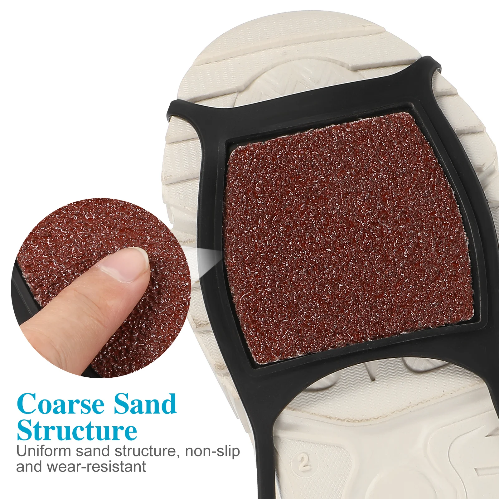 2 قطعة غطاء أحذية مضاد للانزلاق على الوجهين الأشرطة الرملية الخشنة للثلج والثلج في الهواء الطلق المشي لمسافات طويلة تسلق