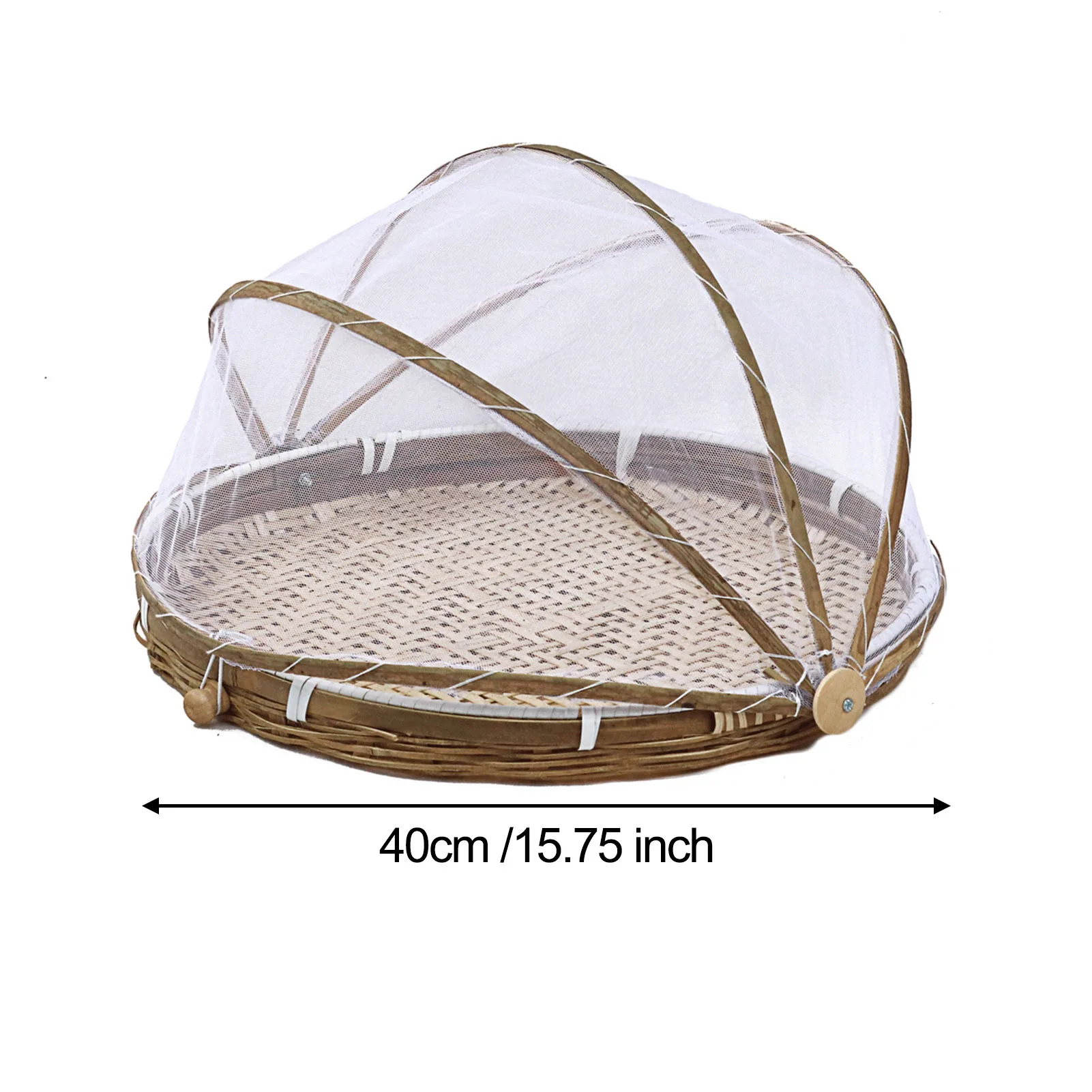 Food Cover Tent Basket | Hand-Woven Basket Serving with Mesh Gauze | Round Picnic Basket Vegetable F