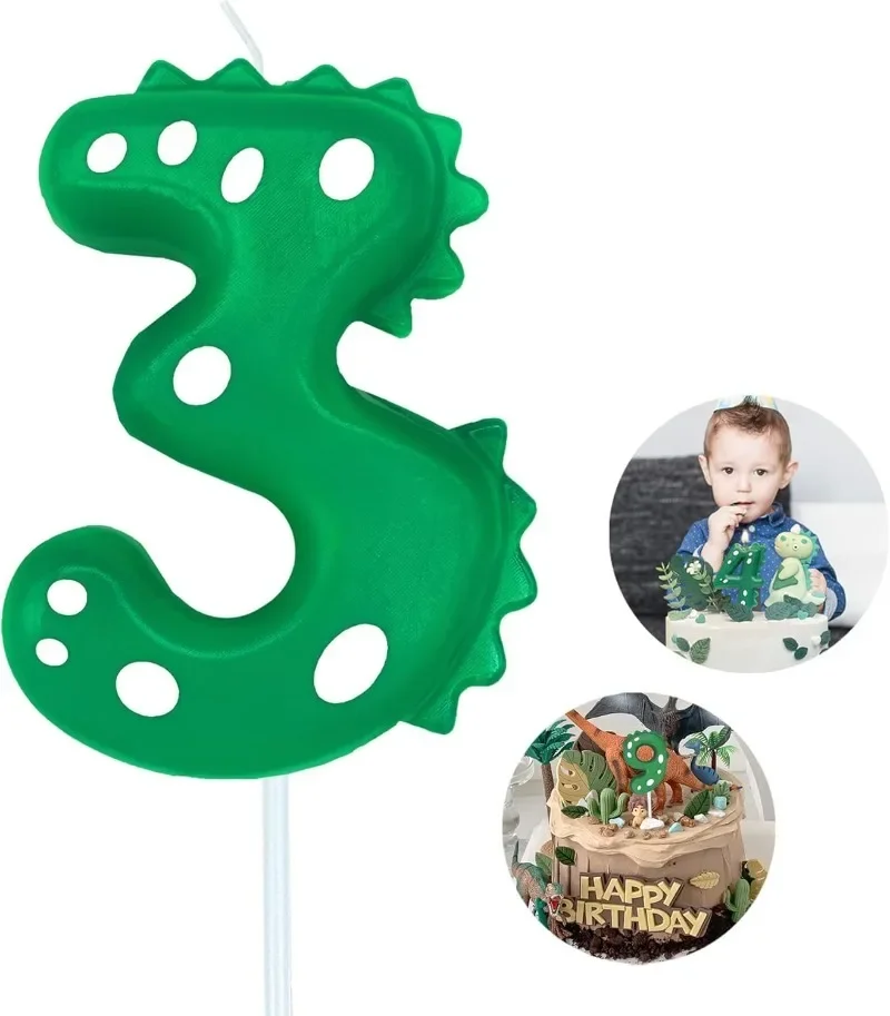 Conjunto de velas pré-históricas para festa, velas com números em forma de dinossauro fofo para decoração de bolo de aniversário infantil, suprimentos temáticos jurássicos