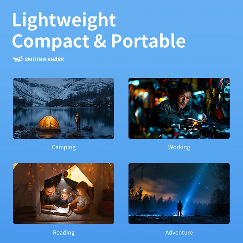 Smiling Shark SD-1014 LED Flashlight, Mini Handheld Flashlight, Long-lasting Flash Light Rechargeable for Outdoors