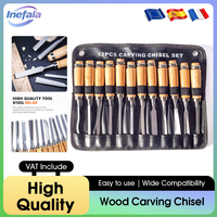 Inefala 12Pcs Sharp Woodworking Tools Fit For Beginners Hobbyists and Professionals Wood Carving Chisel Set With a Carry Case