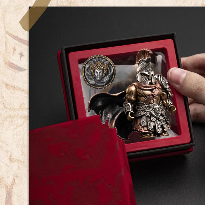 Wykwintna wersja w pudełku prezentowym: Grecka mitologia, Spartanin, dowódca, klocki konstrukcyjne MOC, magnetyczne, odłączane, metalowe figurki, zabawki z klocków.