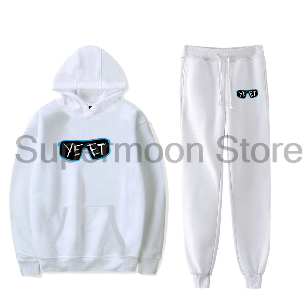 Jey Uso Yeet Logo Hoodie Jogger Pants Unisex Two Piece Set Sweatshirts+Sweatpants Women Men's Set