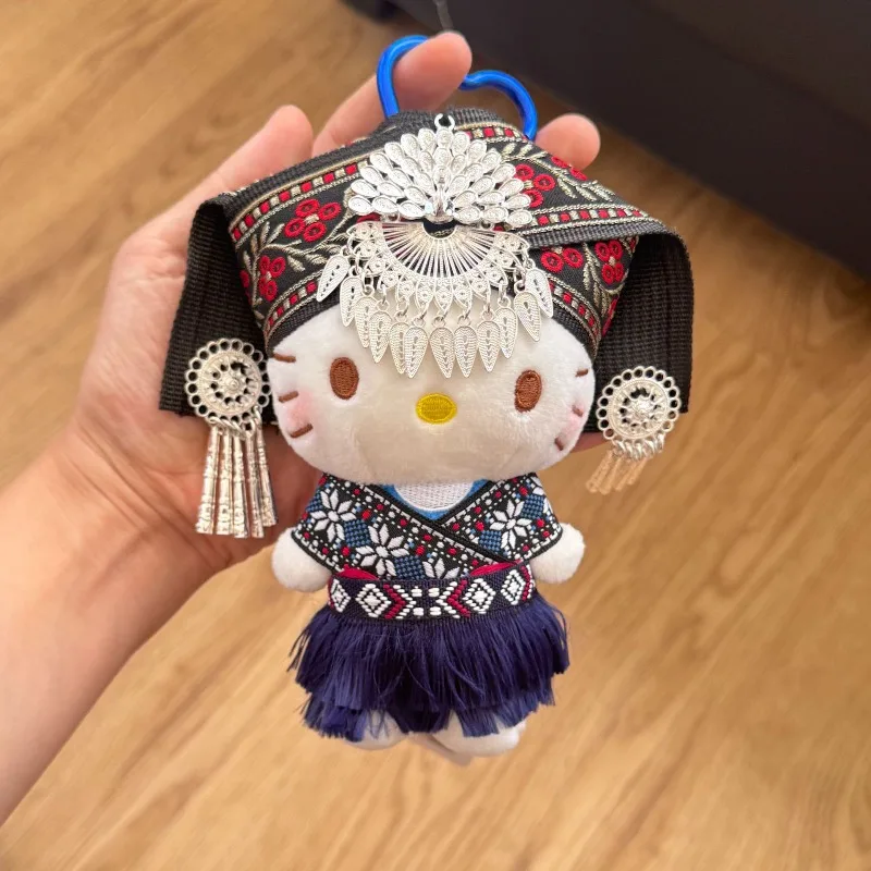 New HelloKitty Miao Girl Plush Doll Cute and Exquisite Ethnic Style Silver Jewelry BackpackHangingDecorationFriends HolidayGifts