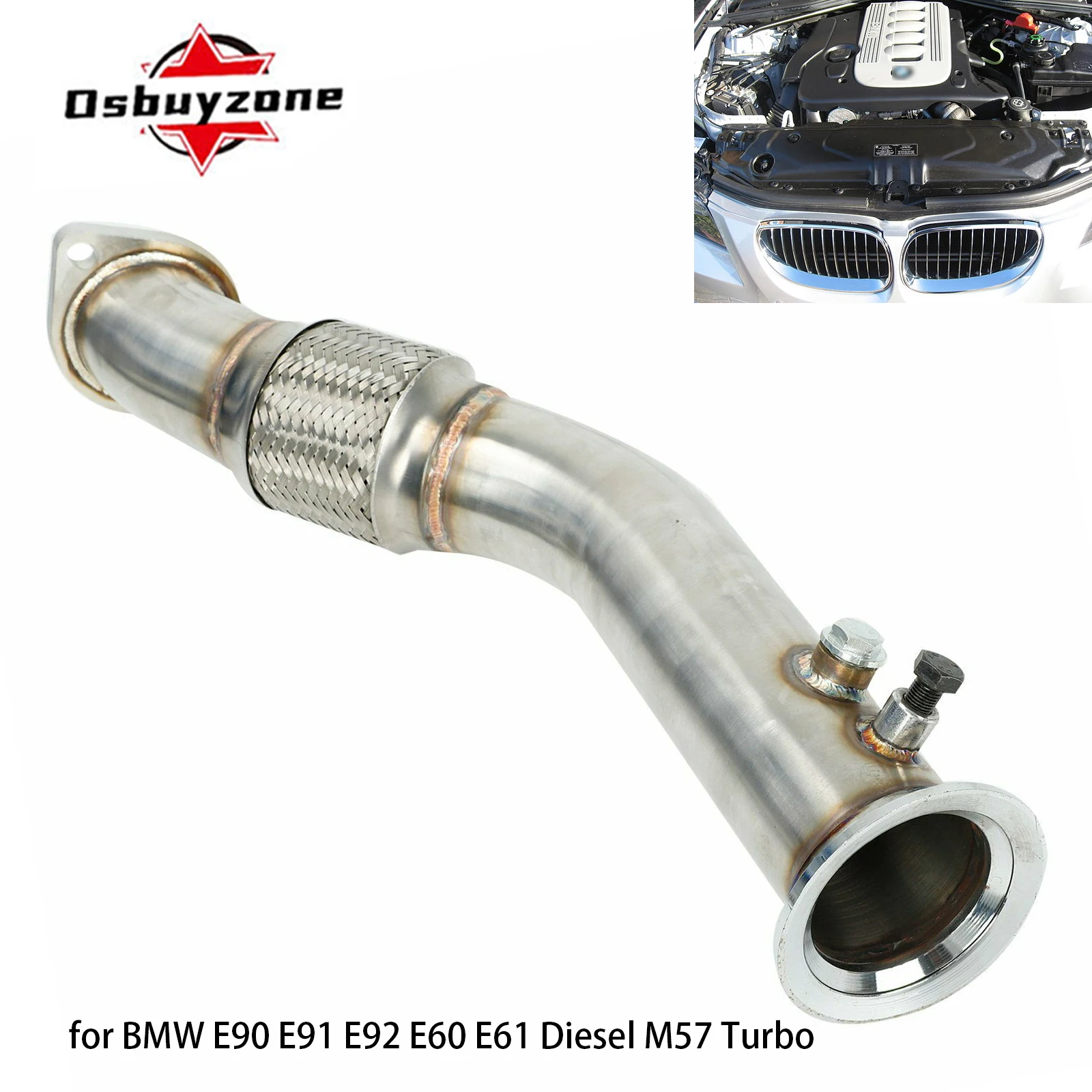 

Даунпайп выхлопной турбодвигатель на 2008-2012 годы BMW 335D M57 DIESEL (E90/E91/E92) 2004-2014 BMW 535D M57 DIESEL (E60/E61)