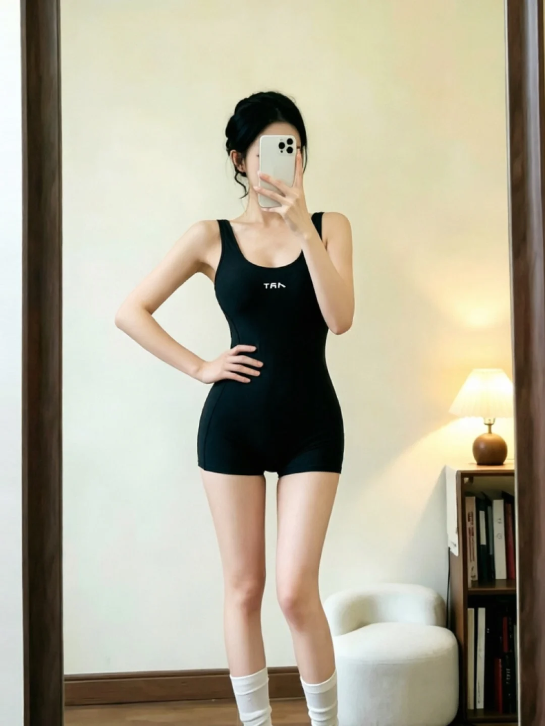 

Women's Sportswear Swimsuit 2026 New V-neck One-piece Slimming Pure Color Body Concealing High Waist Briefs Swimming Suit