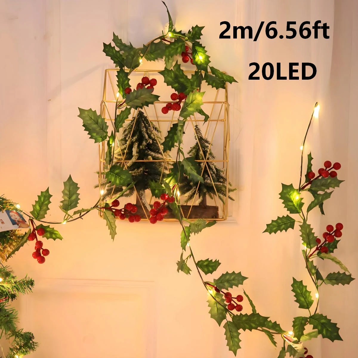 Simulated Rattan Led String Lights, DIY Garland String Lights Christmas Decoration Rattan Berries (Battery Powered) Party Atmosphere Decoration
