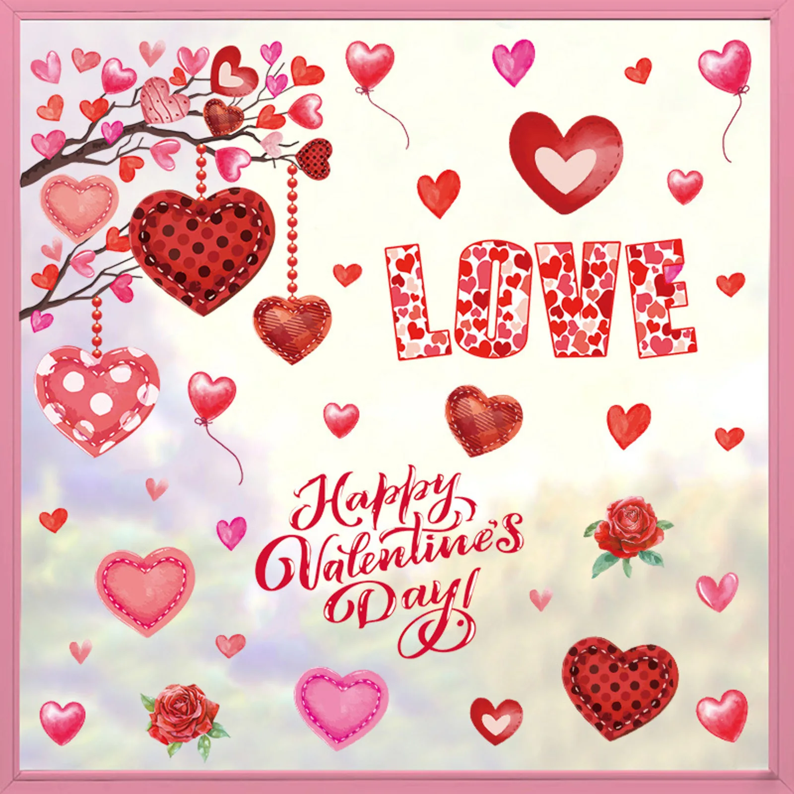 

Наклейки на стекло ко Дню святого Валентина: электростатические стикеры в виде сердца, наклейки на витрины, наклейки с медведями ко Дню святого Валентина