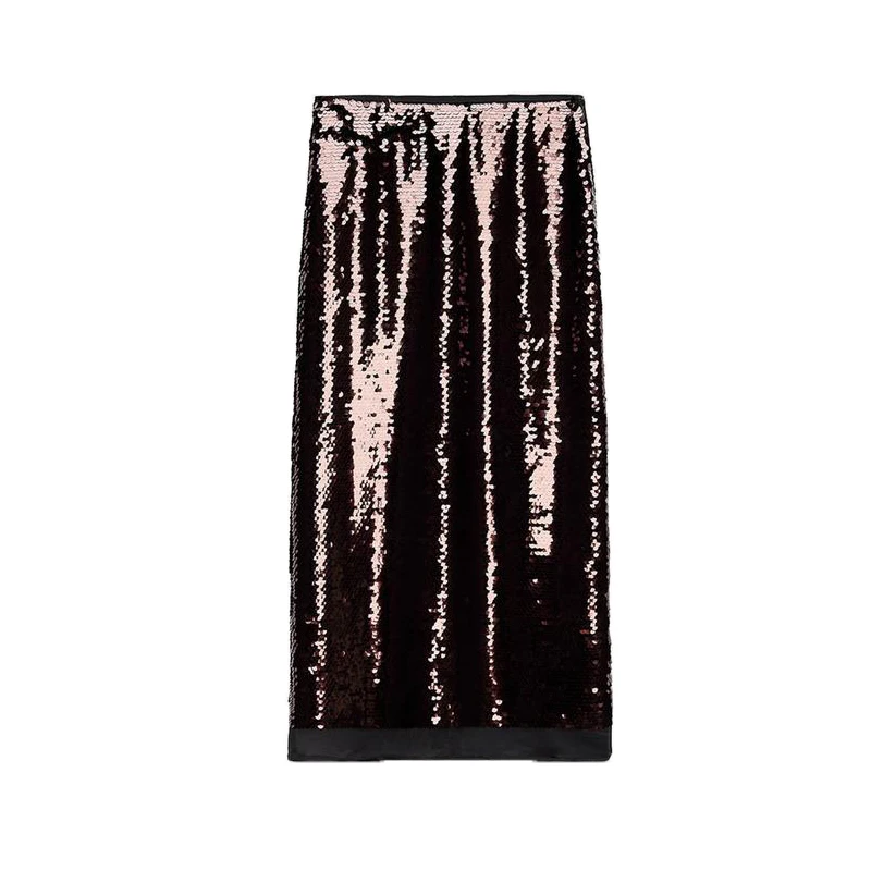 خريف شتاء جديد وصول المرأة الأساسية الترتر عالية الخصر عادية فضفاض ميدي تنورة الحلو Sle ألياف البوليستر 00%