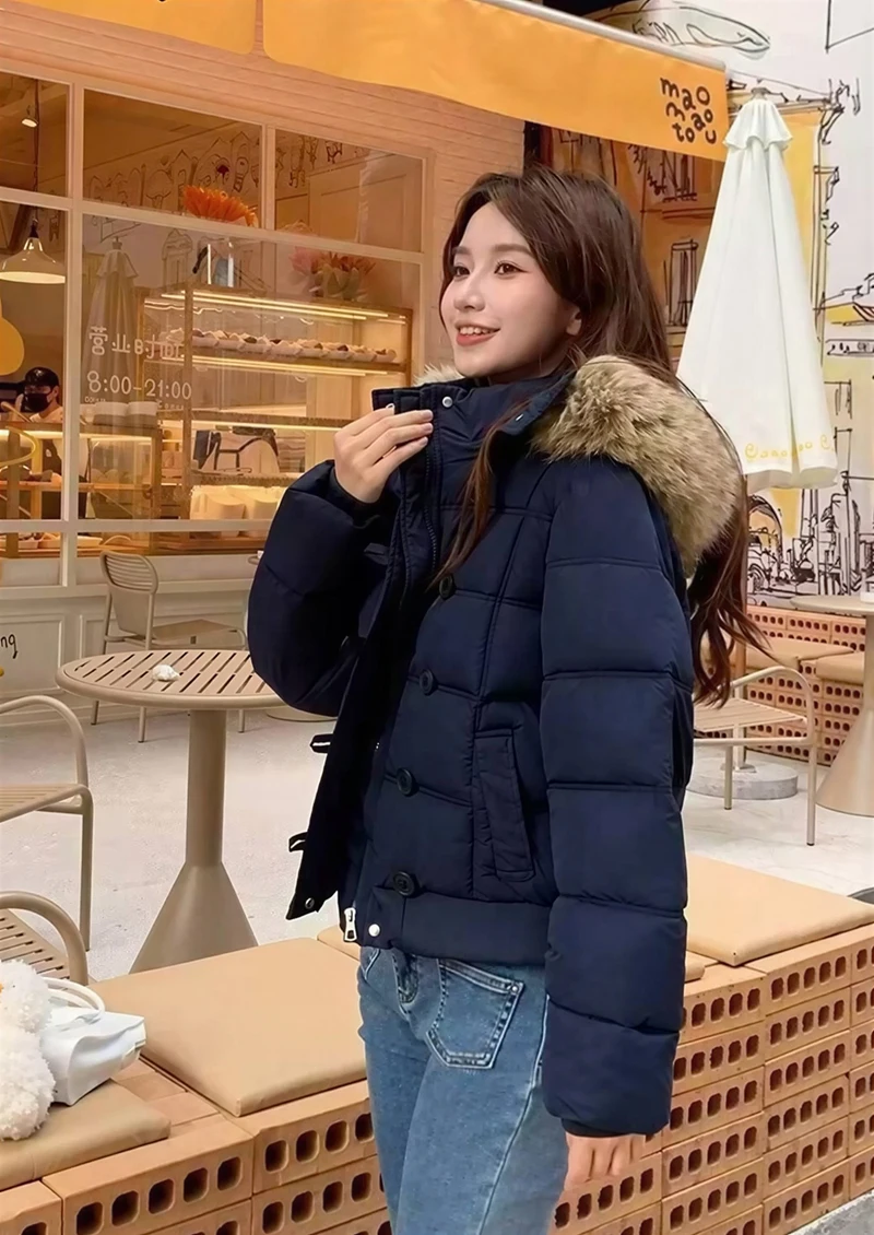 

Парки женские укороченные осенние шерстяные на молнии с двойными карманами, воротником-стойкой, поясом на пуговицах, в консервативном стиле, для колледжа, школы, на каждый день, OL