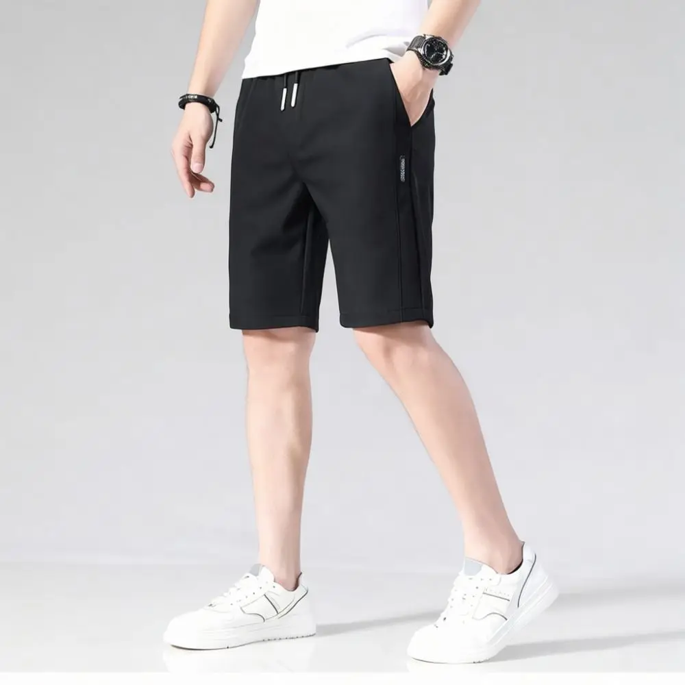 Casual Summer Shorts Men Ice Silk Thin Fabric Breathable Mid Pants Loose Style Beach Wear Comfortable Quick Dry Sportswear