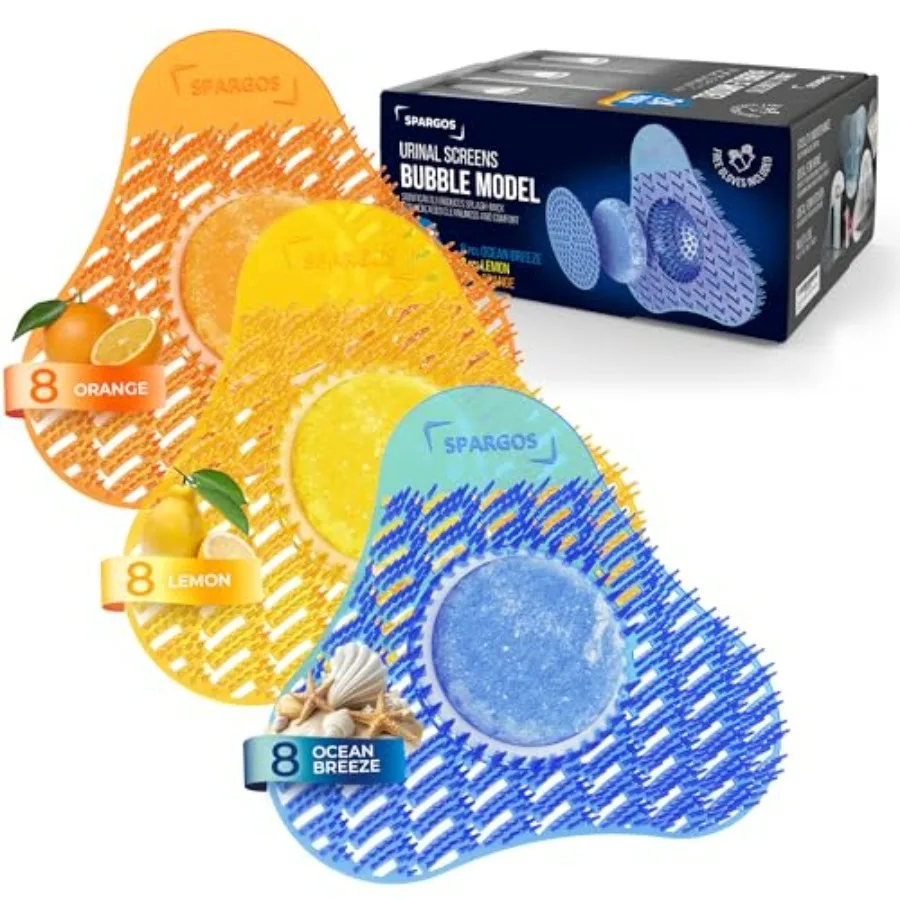 

Urinal Screen Deodorizer 24 Pack - Urinal Cakes Fresh 3D Wave Anti-Splash Odor Protection Mats for Toilets in Bathroom Office S