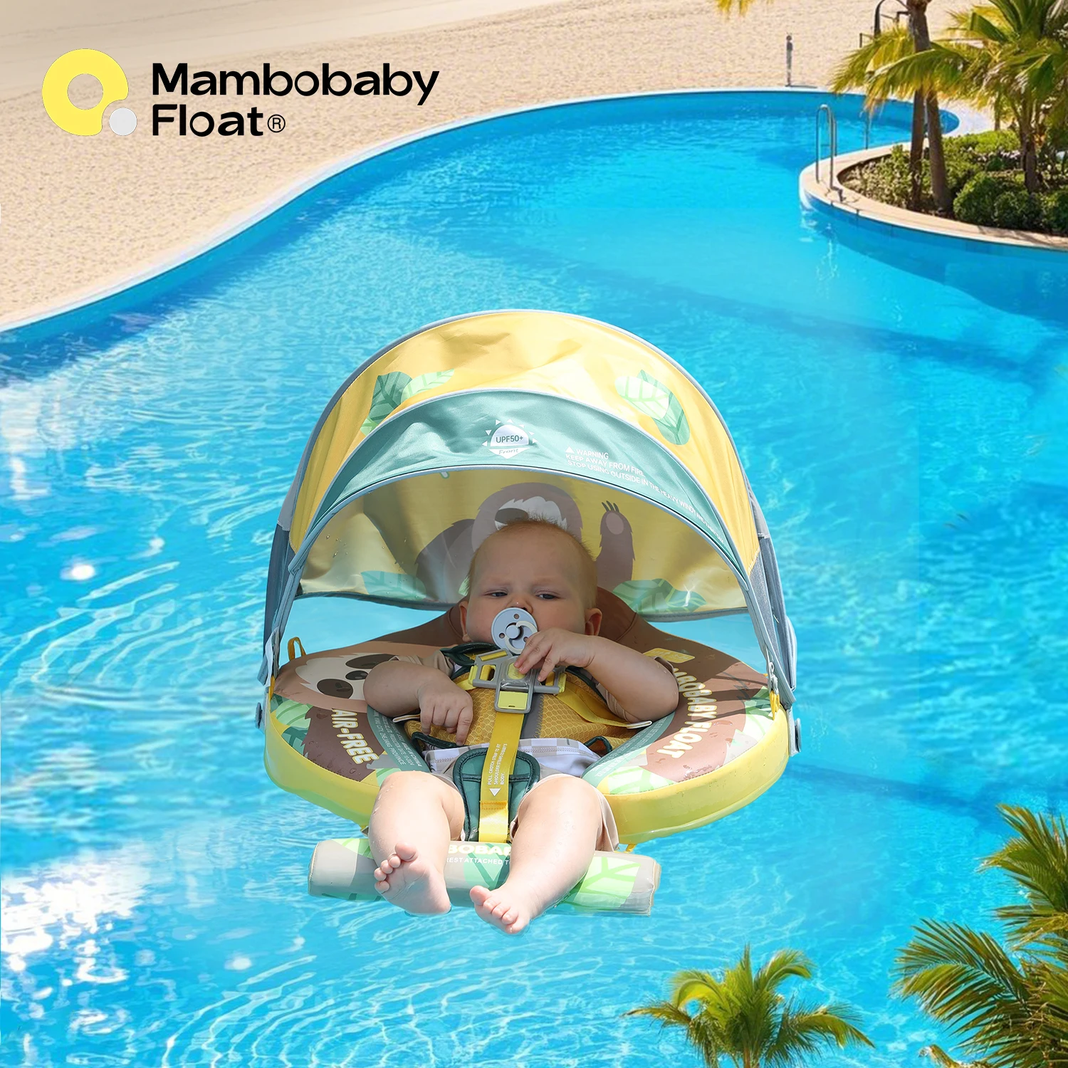 

Mambobaby Float Non-slip Crotch strap with Canopy Sunshade Safe Air-Free Core Baby Swim Ring Toddler Pool Float Infant Swim Buoy