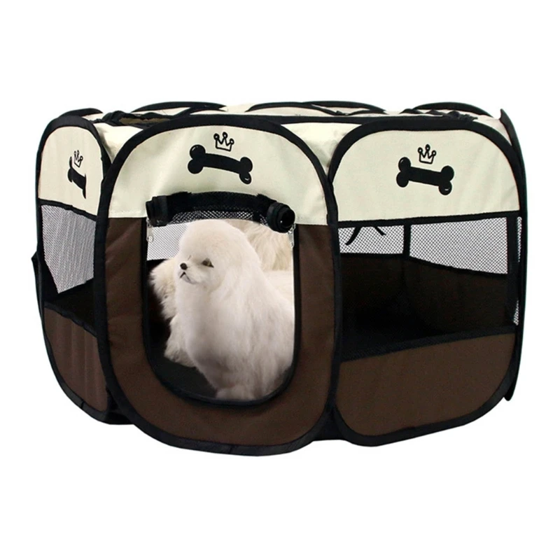 Foldable Dog Tent Cloth Playpen for Puppy Small Pet Octagonal Pets Playtent Puppy Cloth Kennel Cats House for Outdoor