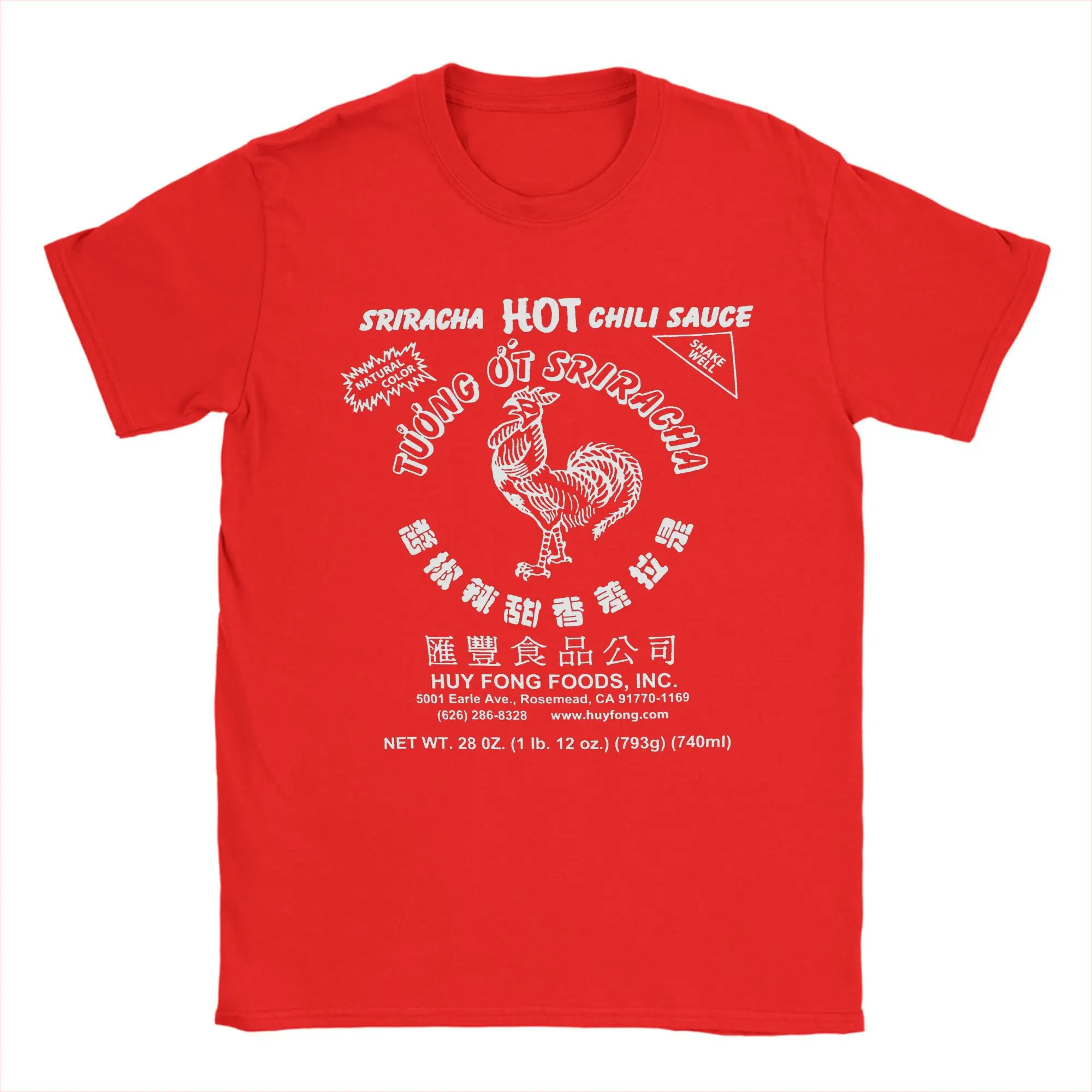 Humor Spicy Rooster Sriracha Hot Chili Sauce T-Shirt Männer Rundhals Reine Baumwolle T Shirts Kurzarm T-shirts Erwachsene Tops