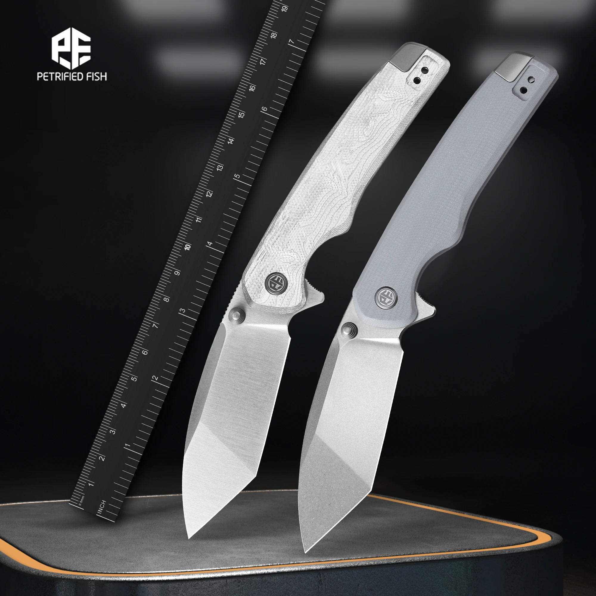 Petrified Fish PFE20 Folding Knife N690 Steel Drop Point Blade G10 Handle EDC Survival Camping Gift for Men
