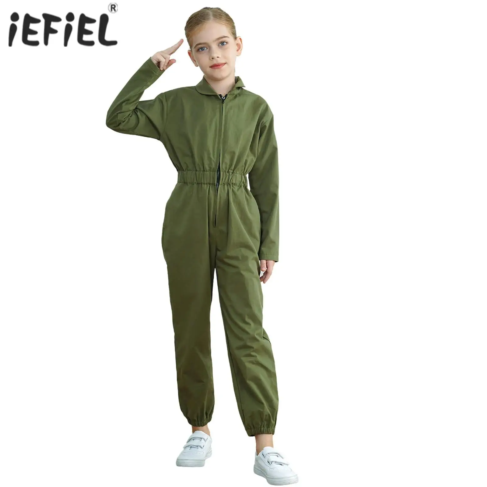 Kid Fighter Military Pilot Cosplay Costume Long Sleeve Jumpsuit Overall Flight Suit Maverick Aviator Costume Halloween Costume