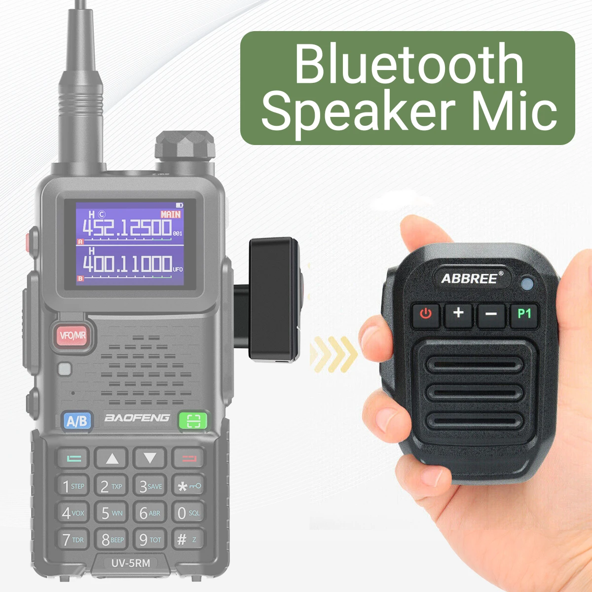 ABBREE bezprzewodowy mikrofon Bluetooth PTT ręczny wodoodporny dwukierunkowy radiotelefon dla BaoFeng UV-5RH Quansheng UV-K5(8) Walkie Talkie