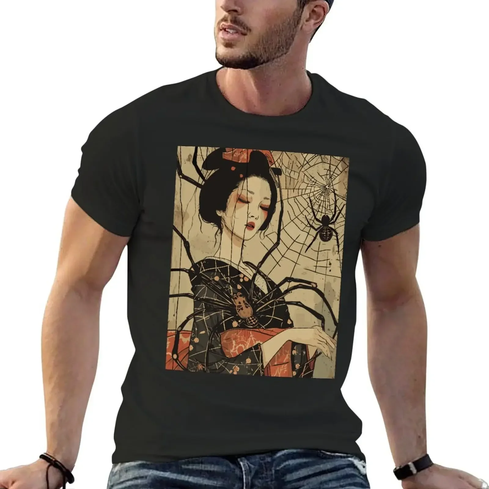 A Japanese Jorogumo Art 02 T-Shirt blacks vintage anime shirt men clothings