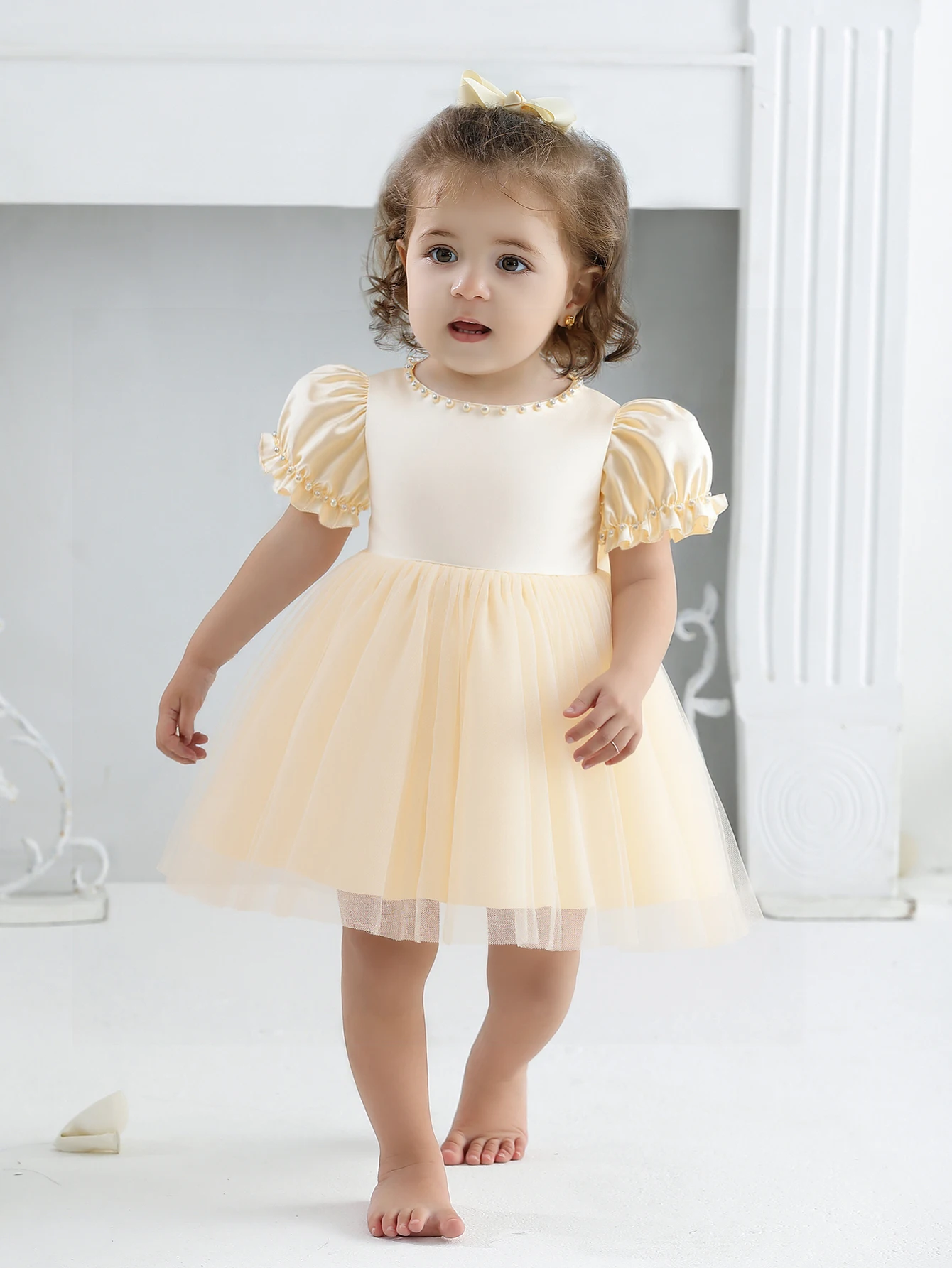 

Satin Bow Dress Party Chiffon Luxurious High-Quality Cute Wedding Fancy Dress Wholesale