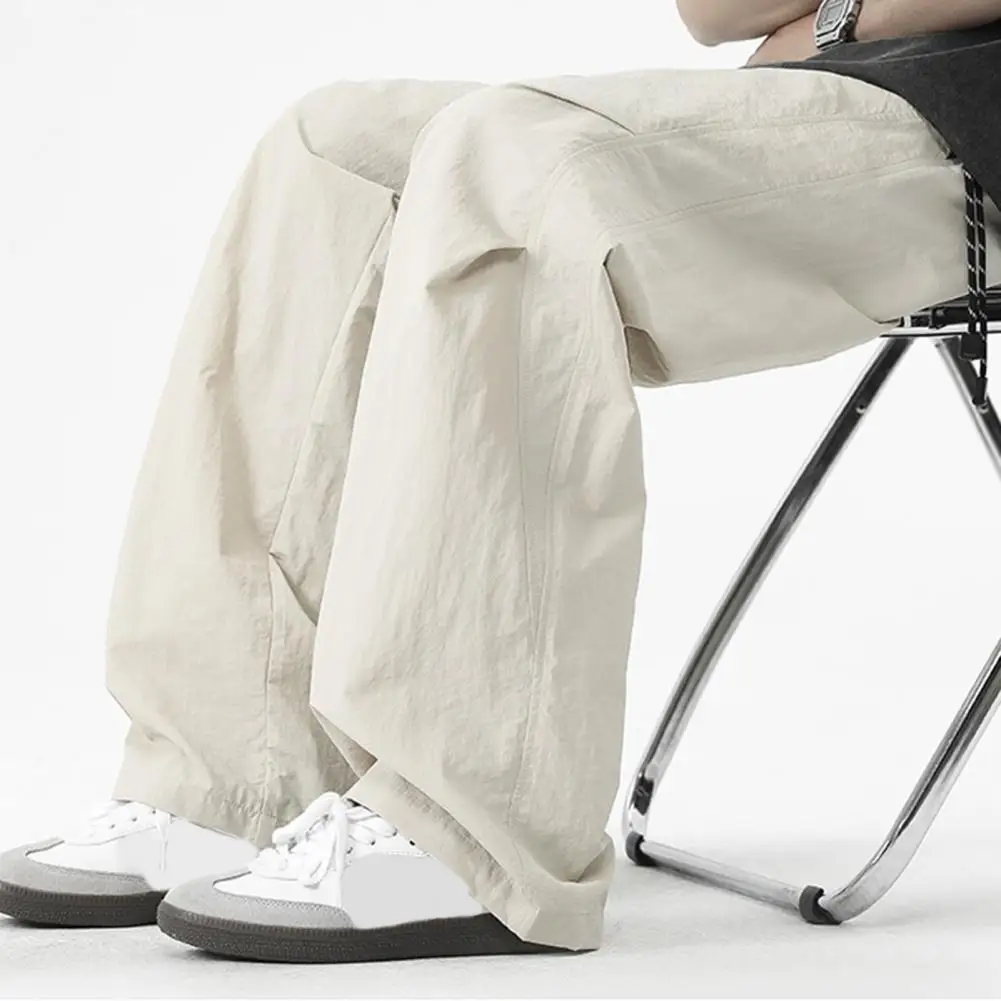 

Осенние мужские модные свободные рабочие брюки Ins, универсальные прямые спортивные брюки с микроэластичными парашютами, повседневные брюки на шнурке