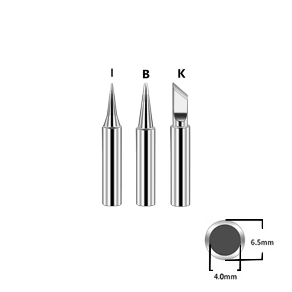6Pcs Copper Soldering Iron Tips I B K Shape -free 936 43mm Solder Tips 200-480 Welding Equipment For Soldering Station
