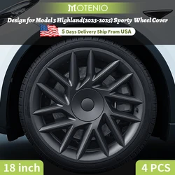 4PCS HubCap for Tesla Model3 Highland 18 Inch Sporty Style Performance Wheel Cap Automobile Full Rim Cover Accessories 2024-2026