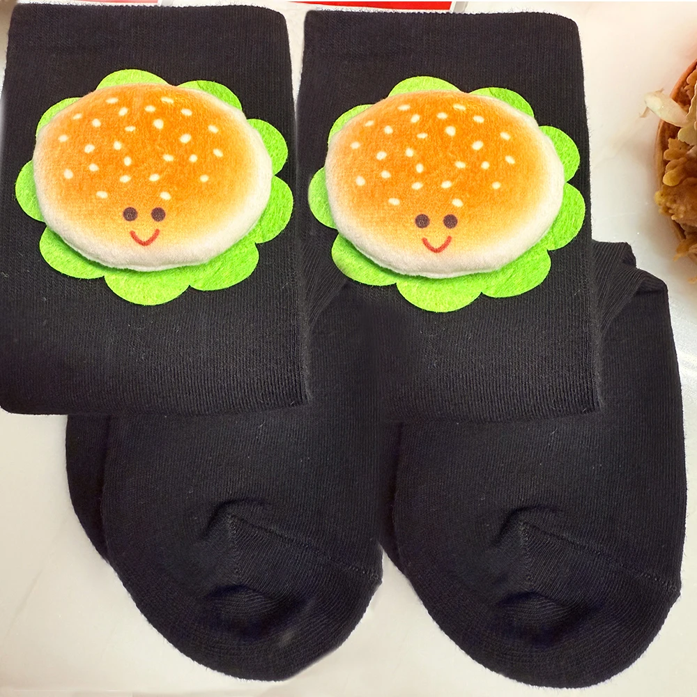 

Women's New Socks Cartoon Hamburger Socks European and American Festival Cosplay Crew Socks