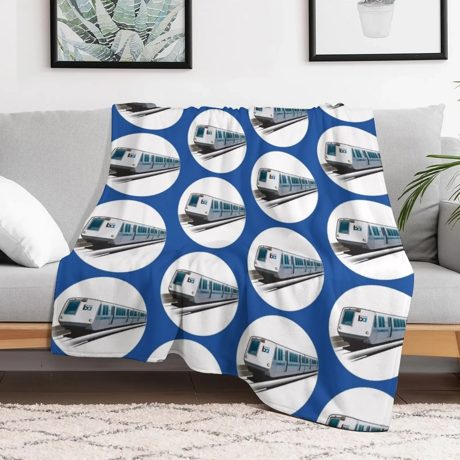 Illustration of a BART Train (Bay Are Rapid Transit) Throw Blanket Warm Cozy Throw Blanket for Living Room Couch