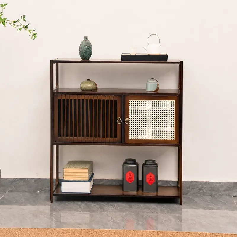 Chinese Style Floor to Ceiling Shelf Multi Functional Tea Cabinet Small Bogu Rack Antique Living Room Ornament Storage