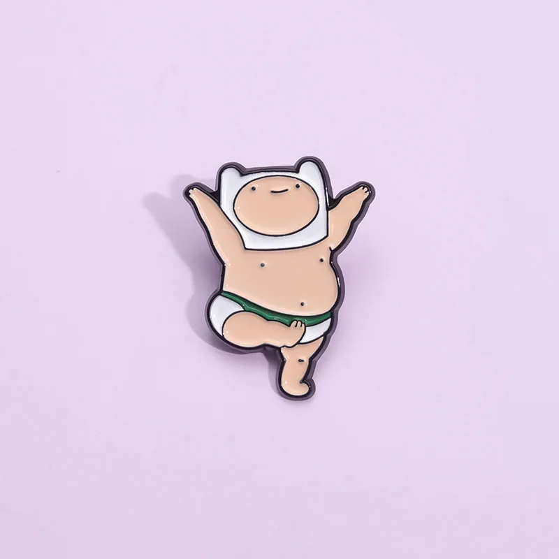 Broche Kawaii para mascotas gordas, alfileres de baile de dibujos animados con forma de Finn, insignia esmaltada, accesorios de Cosplay, Pin de solapa, ramillete, accesorios de joyería, regalo