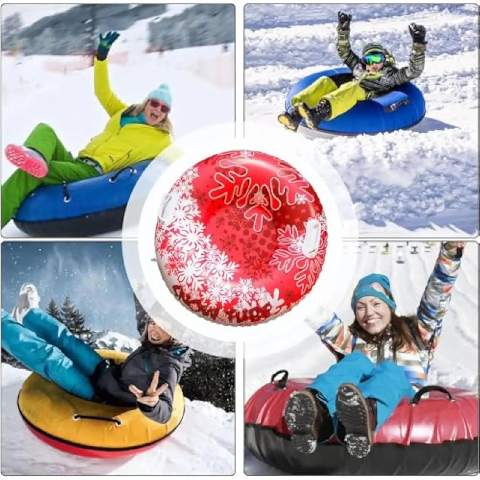 

Снежные трубки для взрослых, сверхмощные надувные снежные трубки с ручками, зимние игрушки для парков, задние дворы, пляжа, рождественские приключения