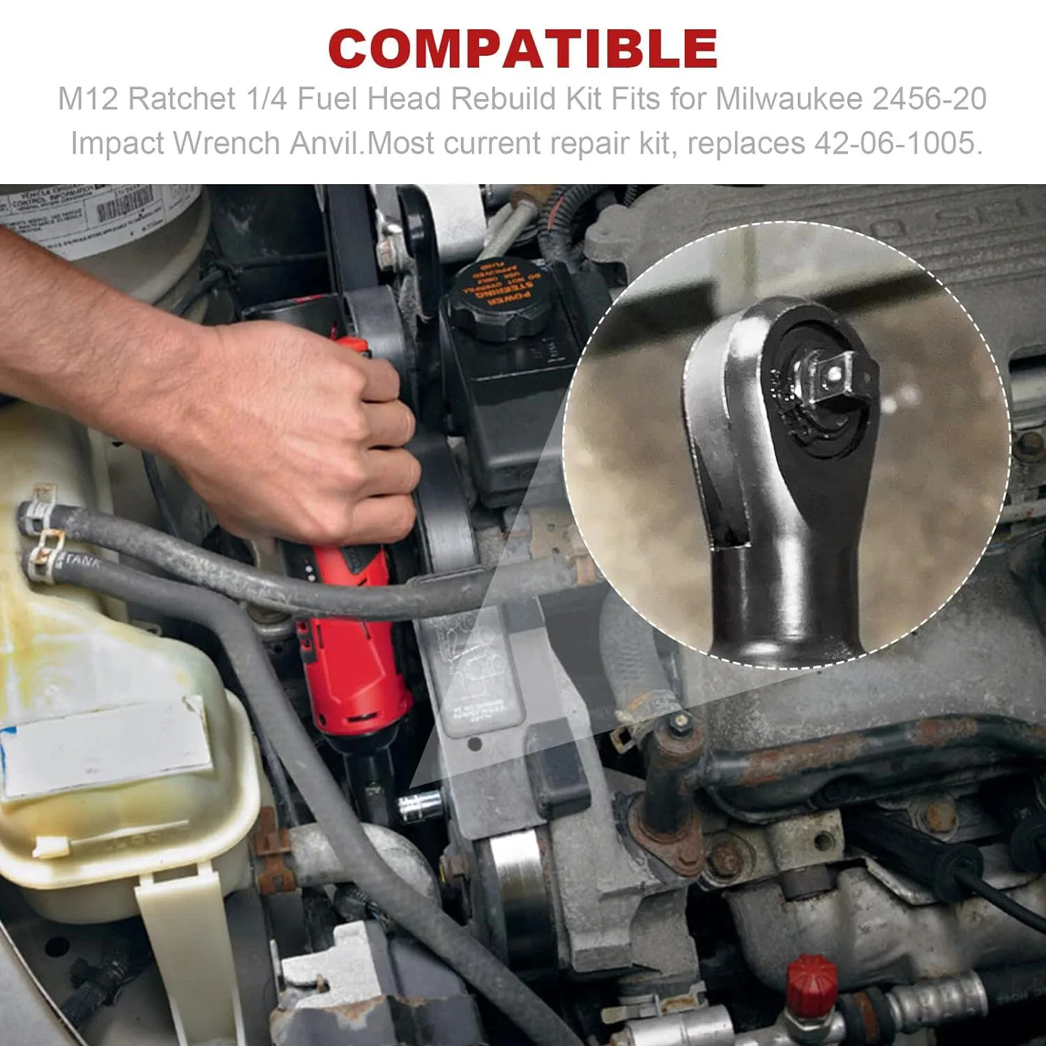 

For 2456-20 Model 1 4 Inch Anvil Ratchet Head Anvil For DIY Maintenance 1 4 Scale Torque Transmission Noise Reduction Design