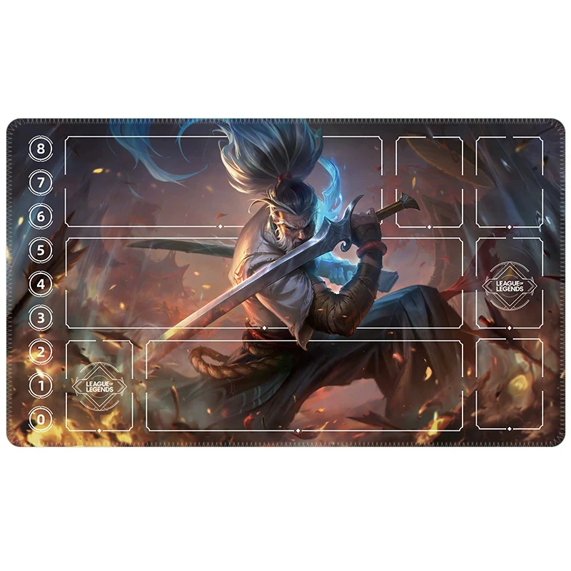 600x350mm Suitable for Riftbounds Group Skin Yasuo DIY Playmat 2mm Seam Edge Viego/Raven Single Rubber Board Game Card Toys Pad