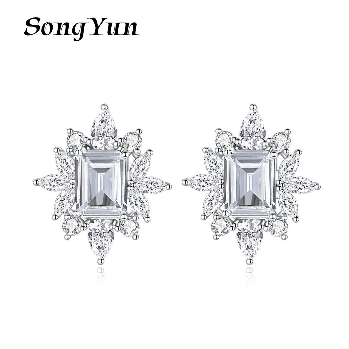 

SongYun Jewelry MHT Quality Brass Stud Earrings Dangle CZ 7A Zircon Bridesmaid Gift Minimalist Women Earring Jewelry