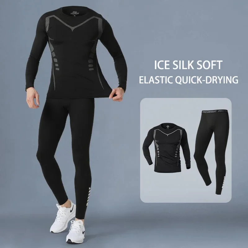 

Quick-drying tight-fitting men's running suit, elastic long-sleeved basketball training suit and fitness clothes