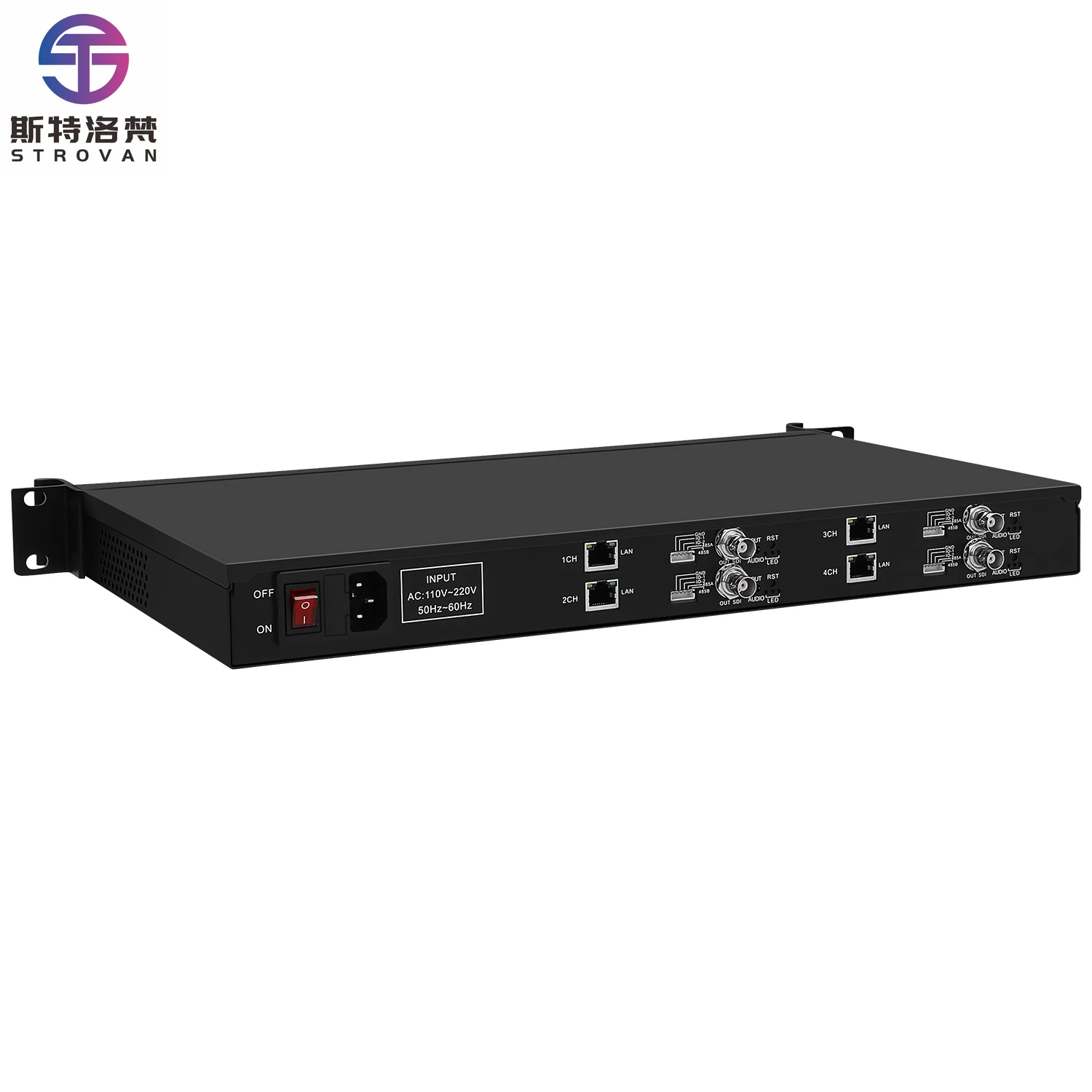 1U Rack 4 Channels H.265 H.264 IP to SDI Video Streaming Decoder IP  Decoder for Decoding RTSP UDP M3U8 HLS SRT RTMP
