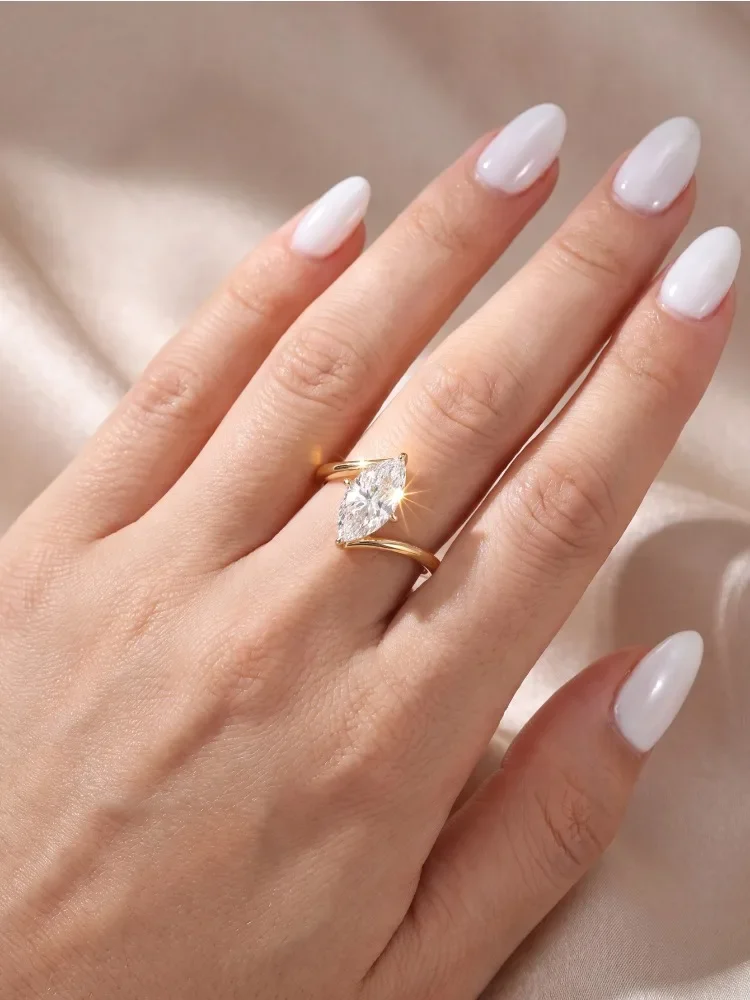 Fashion Twisted Arm Marquise Zircon Ring For Women 925 Sterling Silver Engagement Wedding Luxury High Quality Fine Jewelry