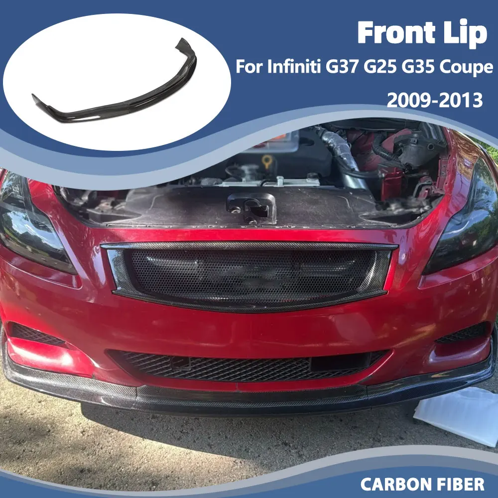

Передний бампер автомобиля из углеродного волокна, спойлер, сплиттер для Infiniti G37 G25 G35 Coupe 2009-2013, передний подбородок, гоночный комплект кузова FRP, 3 шт.