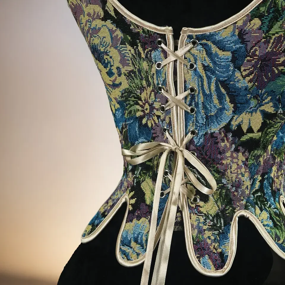 

Women Vintage Medieval Floral Print Corset Renaissance Vest Camisole Sexy Luxury Bustier Lace-up Waist Shaping Tank Tops