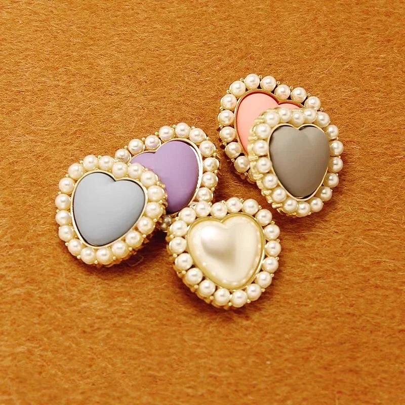 Heart-Shaped Pearl Button Up Shirts, Dresses, Knitwear, Clothing Accessories, Buttons, 10 Beautiful, 23mm