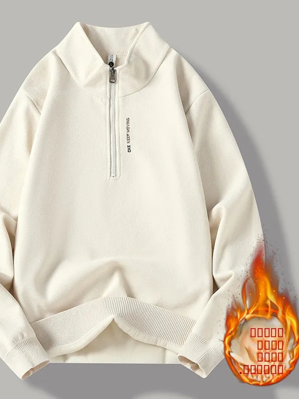 

Men's Fce Lined f Zip Thiened Winter Knitted Sweater Versatile Base Layer irt Casual Sle Outdoor Wear Comfortable...