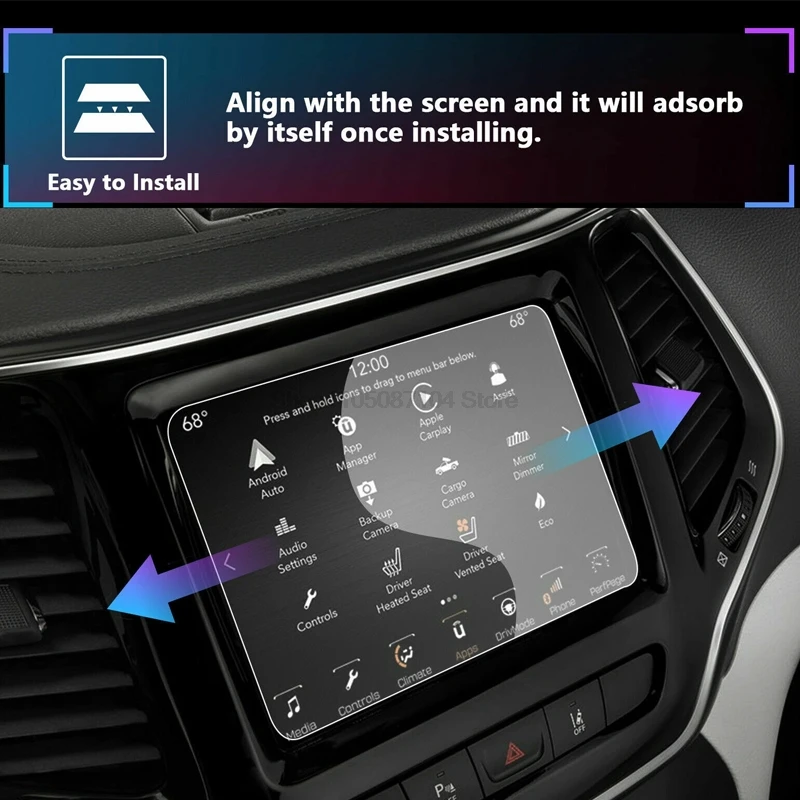 

Закаленное стекло для Jeep Cherokee 2014-2023, 8,4-дюймовая навигационная защита экрана, аксессуары