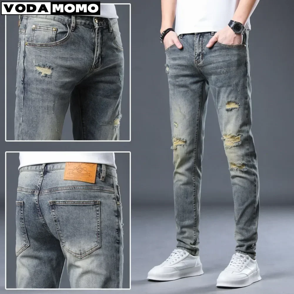 2023 Spring and Autumn New Classic Fashion Vintage  Dsistressed Jeans Men Casual Slim Comfortable Breathable High-Quality Pants